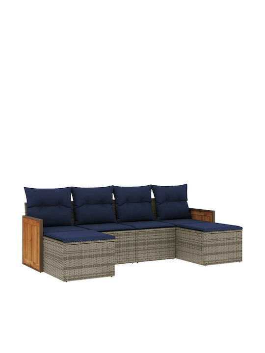 Outdoor Corner Rattan Sofa With Cushions 55x62x69cm