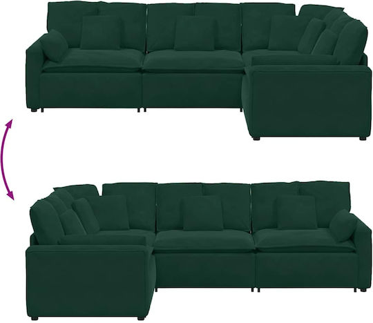 Ecksofa Samt Dunkelgrün 317x217x64cm