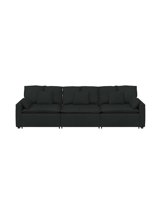 Vier Sitzer Schwarzer Sofa 324x105x64cm