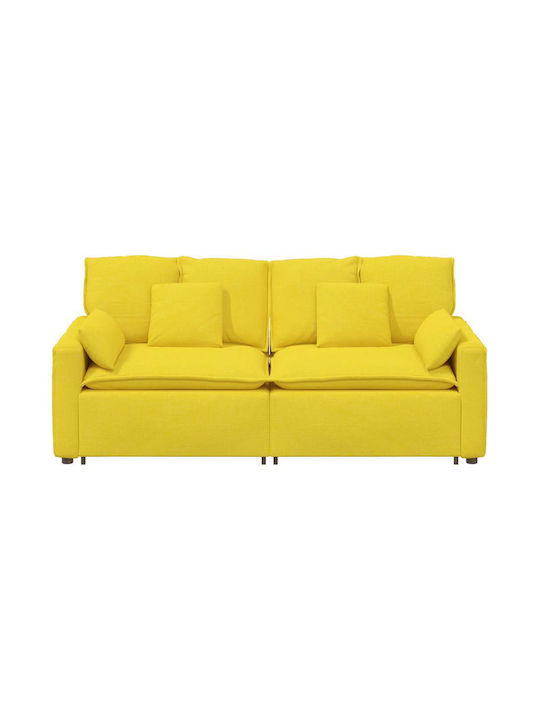 Light Three-Seater Couch Light Yellow 224x105x64cm