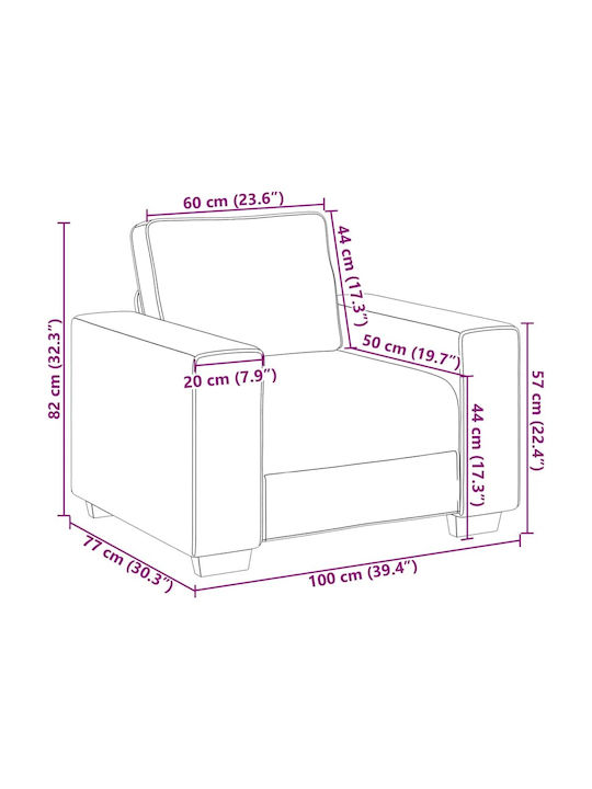 Sessel Samt Rosa 100x77x82cm