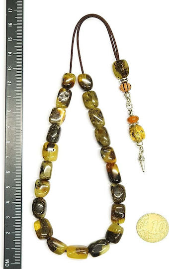 Roloi Komboloi Worry Beads with 21 Amber Beads Length 30cm Multicolour