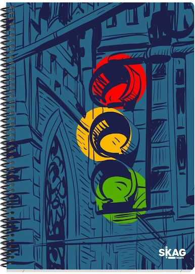 Skag Spiral Notebook Ruled A4 90 Paper Sheets 3 Subjects