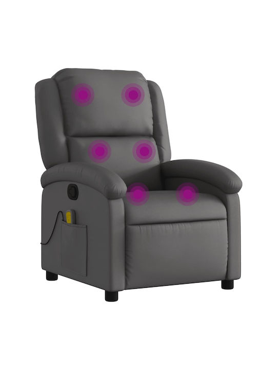 Πολυθρόνα Relax Massage από Γνήσιο Δέρμα Γκρι 71x86.5x99.5cm