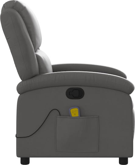 Scaun De Relaxare Relax Masaj Din Piele Naturală Gri 71x86.5x99.5cm