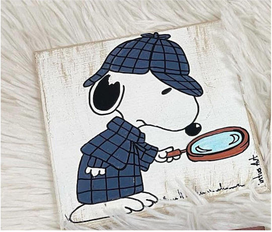 Σουβέρ Ξύλινο Ντετέκτιβ Snoopy 10x10cm 2τμχ
