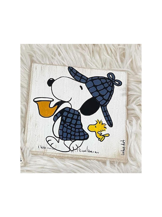 Untersetzer Hölzernes Ντετέκτιβ Snoopy 10x10cm 2Stück