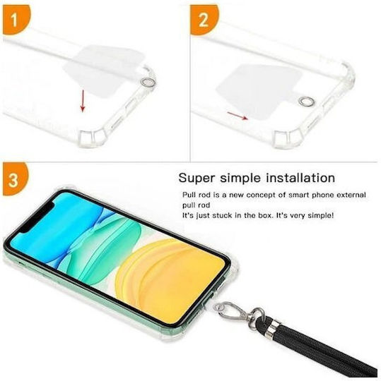 Neck Strap Lanyard Mobile Metal Hook 75cm Gray