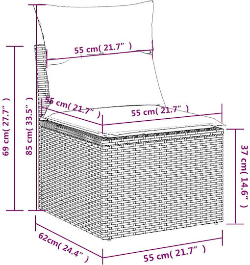 Set Cameră De Zi Pentru Exterior 7 Piese Maro Cu Perne