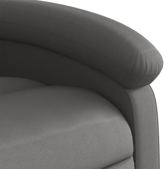 Relax Sessel mit Fußhocker aus Echtem Leder Graue 71x86.5x99.5cm