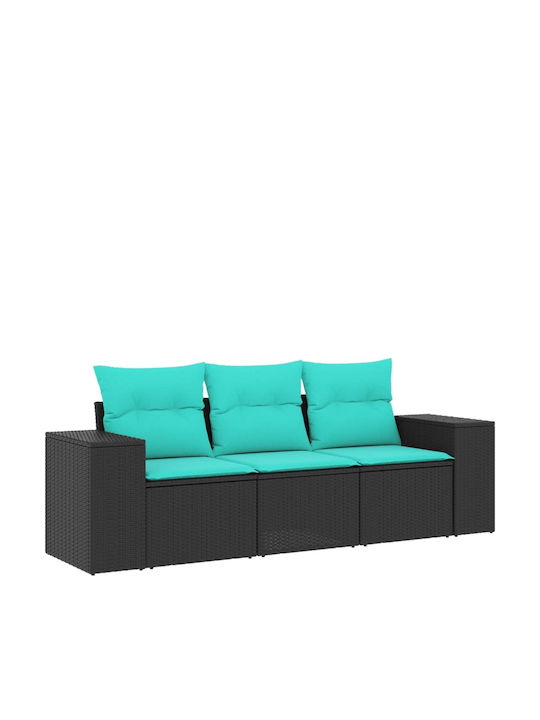 Three-Seater Outdoor Rattan Sofa with Cushions 55x62x69cm