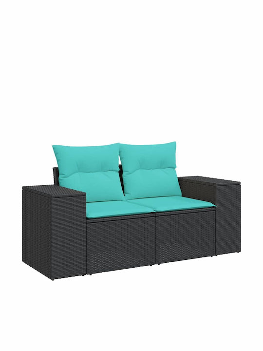 Three-Seater Outdoor Rattan Sofa with Cushions 55x62x69cm