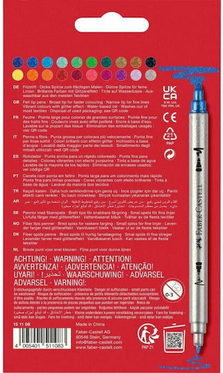 Faber-Castell Tip Pens Markers Glitter Colours Set 20 Colours