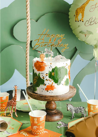 Partygeschirr für Torte Happy Birthday Acryl Gold