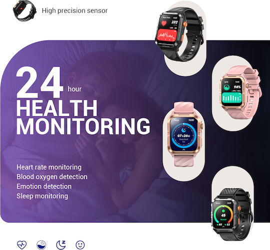 BlackView W10 Pro 46mm Smartwatch with Heart Rate Monitor Black