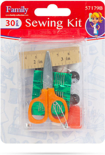 Set De Cusut Portabil 30 Piese Ață Ace Foarfece Ruletă Kit Compact De Cusut Cutie Din Plastic