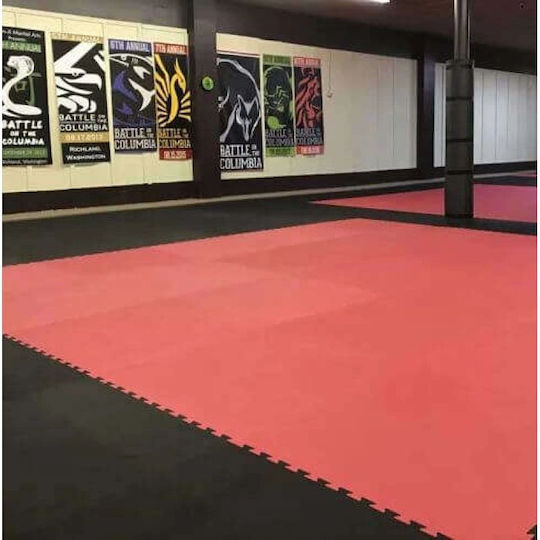 DBX Bushido Татами Червено Черно 2 Спортен Под Пъзел Двустранен Червено Черен 100x100см 1 Брой