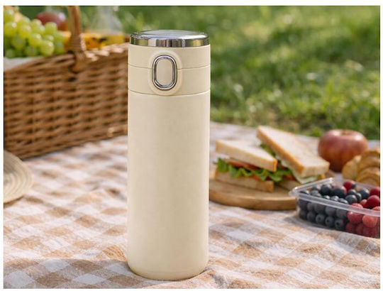 Stainless Steel Thermos Bottle 400ml LCD Temperature Display Flow Mouthpiece Cream Aria Trade with Mouthpiece
