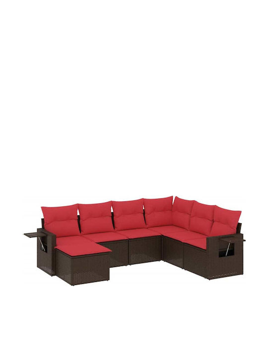 Canapea De Colț De Exterior Din Rattan Cu Perne 62x62x69cm