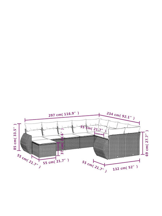 Canapea De Colț Pentru Exterior Din Rattan Cu Perne 62x62x69cm