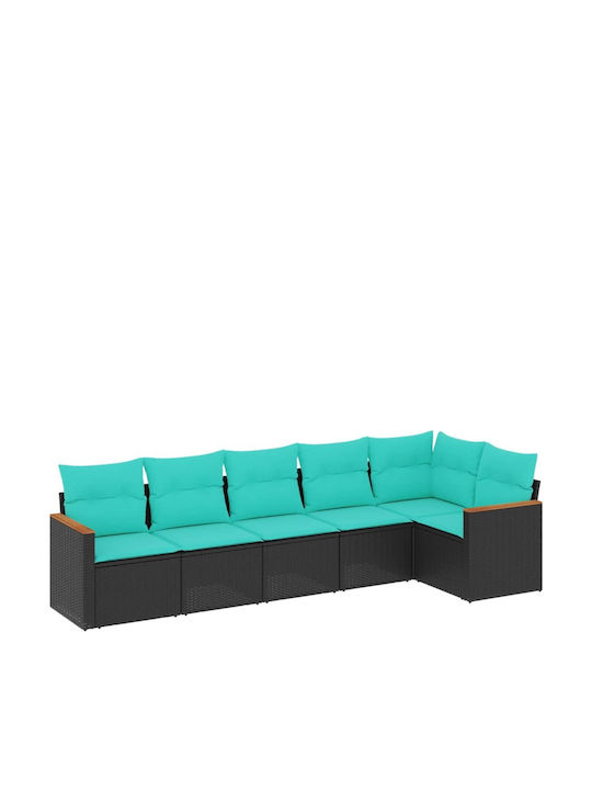 Outdoor Corner Sofa Rattan with Cushions 62x62x69cm