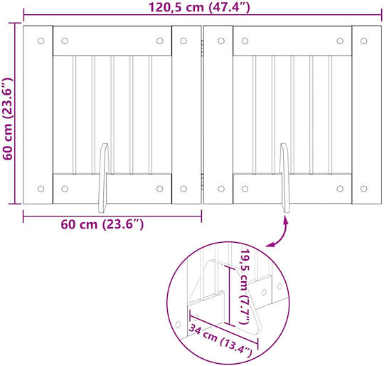 vidaXL Πόρτα Σκύλου από Μέταλλο σε Καφέ Χρώμα 60 x 60 x 60εκ.