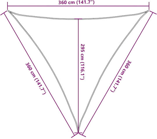 vidaXL Triangle Shade Sail Beige 3.6m 160gr/m²