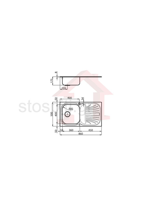 Foster Drop-In Küchenspüle Inox M86xP50cm