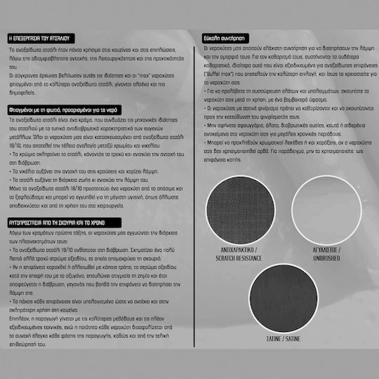 Sanitec Atlantic Επικαθήμενος Inox Σαγρέ Μ116xΠ50cm Ασημί