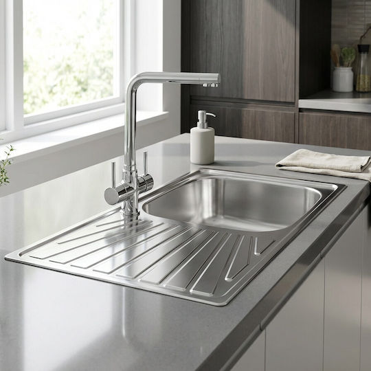 Sanitec Cometa Satin Finish Drop-In Inox Satin Finish M100xW50cm Silver