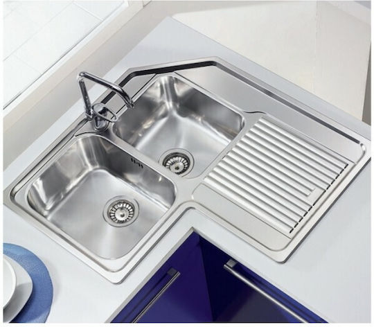 Sanitec Zenith Ένθετος Γωνιακός Αριστερός Inox Σατινέ Μ83xΠ83cm Ασημί