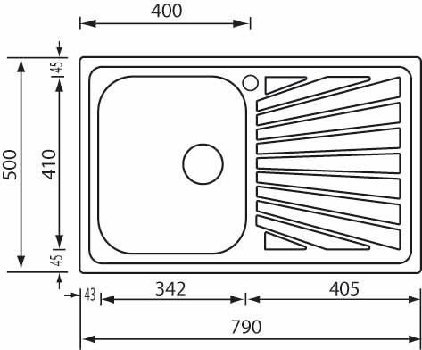 Sanitec Cometa Επικαθήμενος Νεροχύτης Αριστερός Inox Μ79xΠ50cm Ασημί