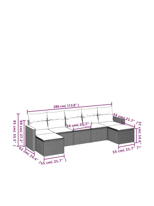 Canapea De Colț Pentru Exterior Din Rattan Cu Perne 55x62x69cm
