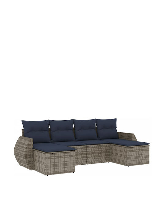 Outdoor Corner Rattan Sofa with Cushions 55x62x69cm