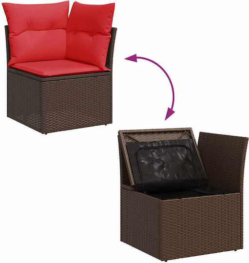 vidaXL Garden & Outdoor Furniture Set Living Room 7 Pieces Brown with Pillows