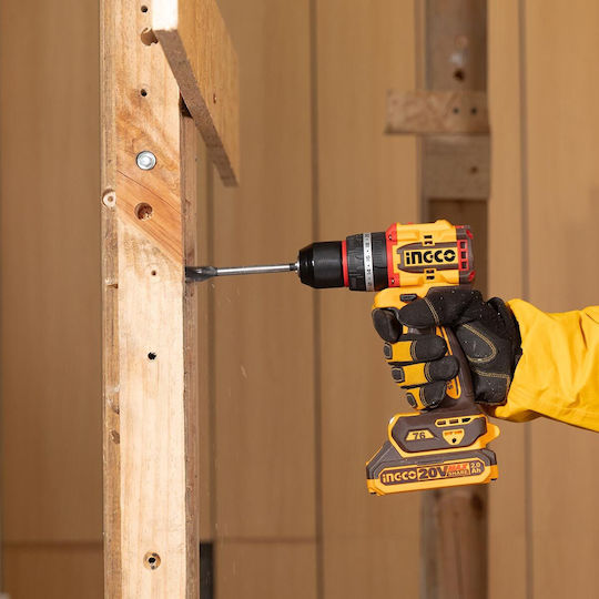 Ingco CIDLI207686E Percussive Battery Drill Driver Brushless 20V 2x2Ah