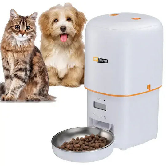Ferplast Automatisches Rostfreies Stahl Futterautomat für Hund & Katze 2x 4l in Grau Farbe