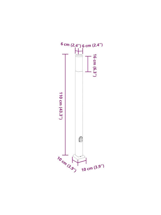 vidaXL Outdoor Small Post Floor Lamp 40W IP44 for E27 Socket Black