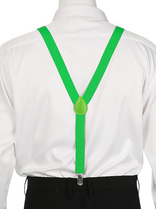 Y-back Suspenders Pants Zola Unisex 3 Metal Buckles Adjustable 58–100 Cm 2.5 Cm Wide Green