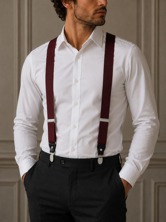 Breteli Pantaloni Zola Unisex 4 Catarame Metalice Reglabile 70–110 Cm Lățime 3.5 Cm Mărime Universală Bordo