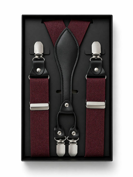 Breteli Pantaloni Zola Unisex 4 Catarame Metalice Reglabile 70–110 Cm Lățime 3.5 Cm Mărime Universală Bordo