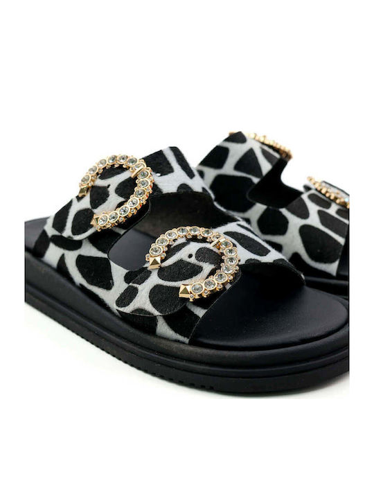 Black Print Slippers Special Heels Anatomic Sole