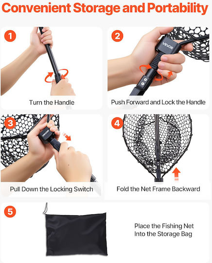 Vevor Foldable Fishing Net Telescopic Aluminum 6063 Handle Silicone Mesh Cwlhjpvcxjdg8b2jv001v0