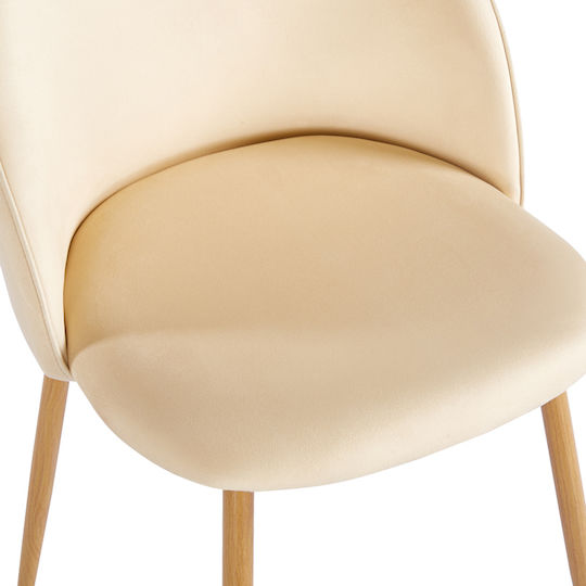 Perch Ess- und Küchenstühle Samt Creme 2Stücke 50x43x82cm