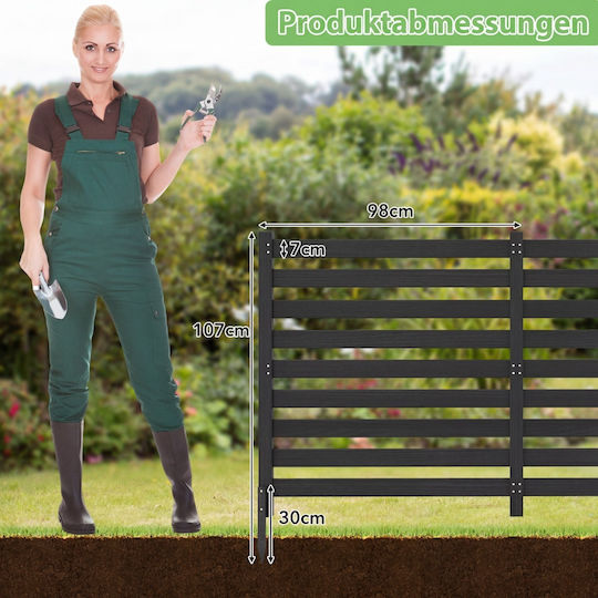 Costway Panou De Gard Lemn Negru 1.07m x 98cm 2 Bucăți