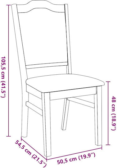 Wooden Brown Dining Chairs 2 Pieces 50.5x54.5x105.5cm