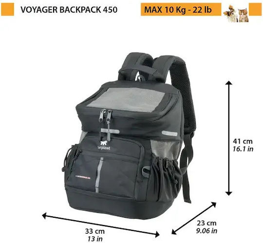 Ferplast Waterproof Backpack for Carrying Dog / Cat up to 10kg Black