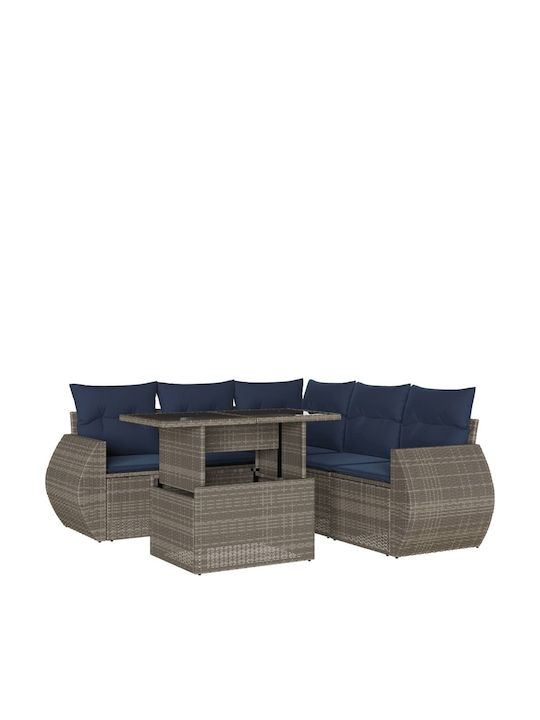 vidaXL Garden & Outdoor Furniture Set Living Room 6 Pieces Gray with Pillows