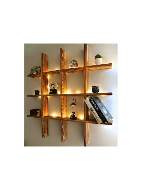 Ράφι Τοίχου με LED Καφέ 86x20x20εκ.