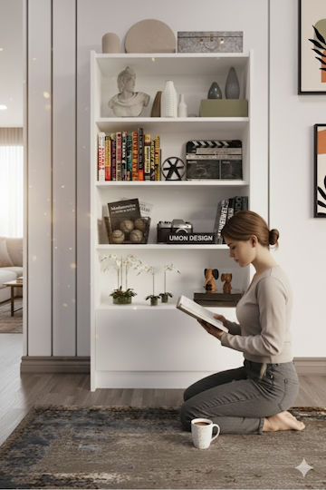Bibliotecă Albă 65x25x150cm